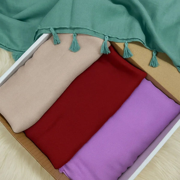 Tassel Lawn  Hijab - Bundle of 3