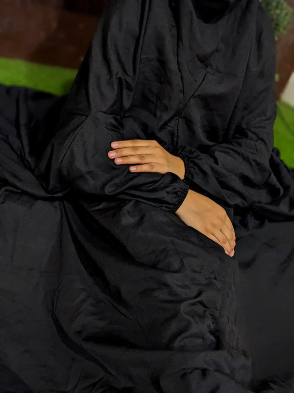 NAMAZ CHADDAR WITH SLEEVES N NIQAB - BLACK (Kids)