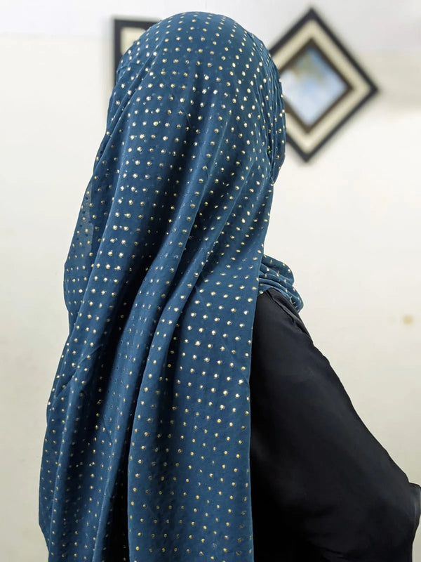 GOLD DOTTED FOIL PRINT GEORGETTE - HIJAB